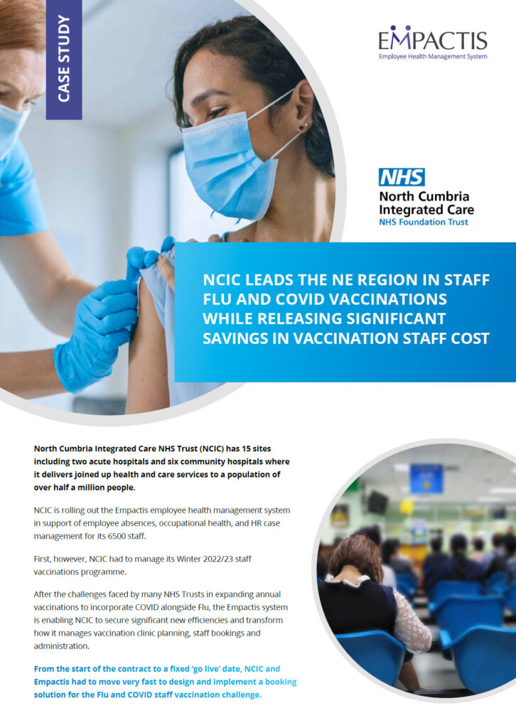 NCIC NHS staff vaccination programme management and bookings